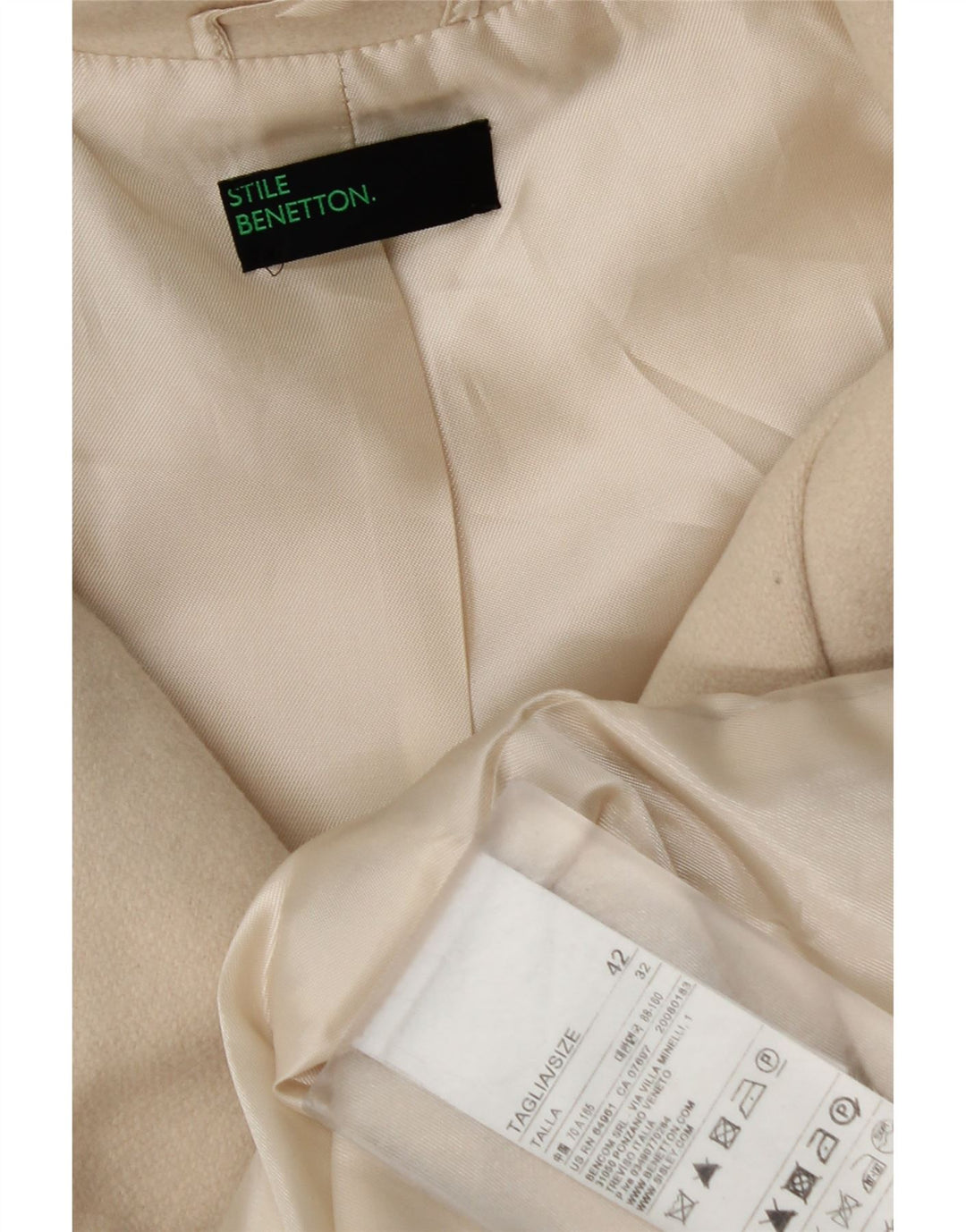 Abrigo Mujer Benetton IT 42 Mediano Lana Blanco