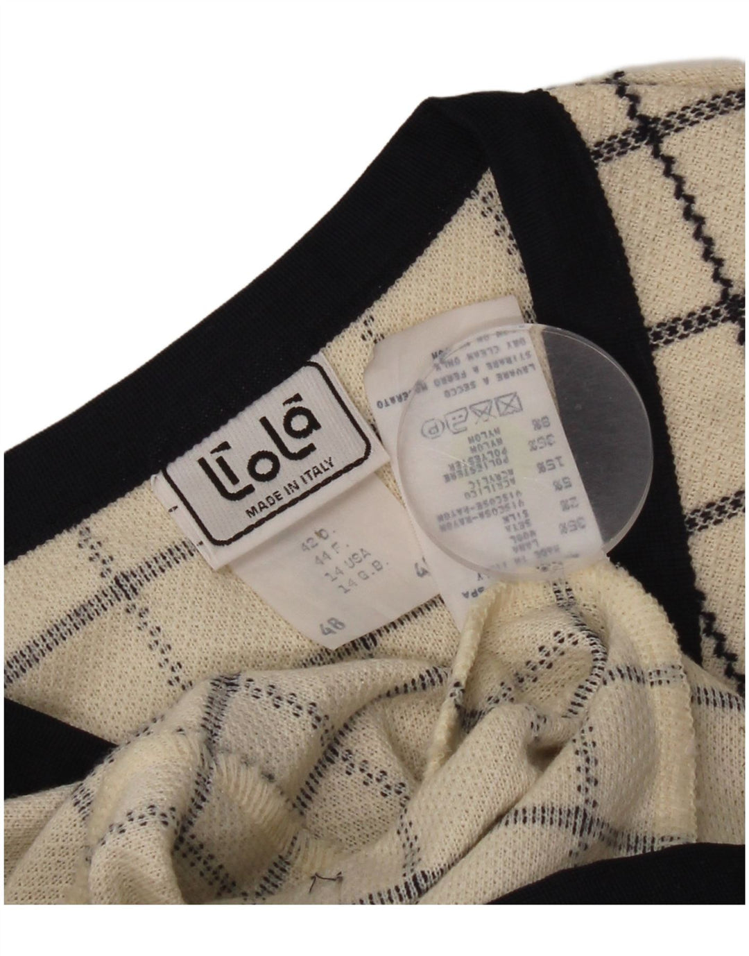 Liola Chaqueta tipo blazer de punto con 4 botones para mujer UK 40 L GRANDE Lana a cuadros beige