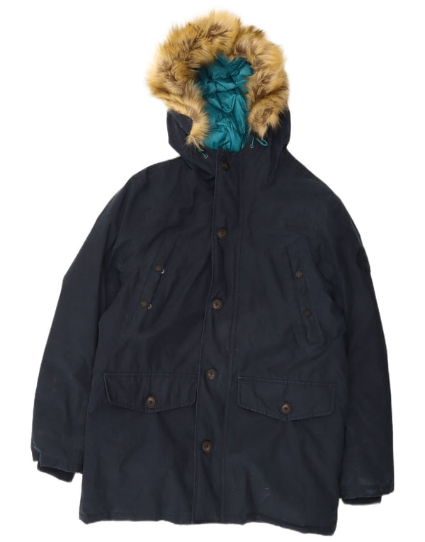 Timberland Chaqueta acolchada con capucha para hombre Reino Unido 40 Grande Algodón azul marino