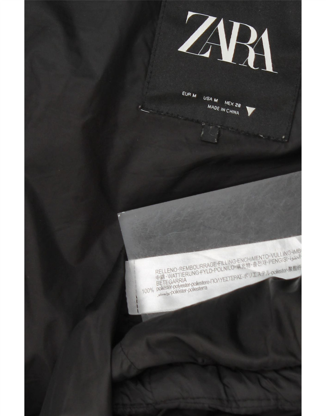 Zara Mujer Chaleco Acolchado Con Capucha UK 44 Mediano Poliéster Negro