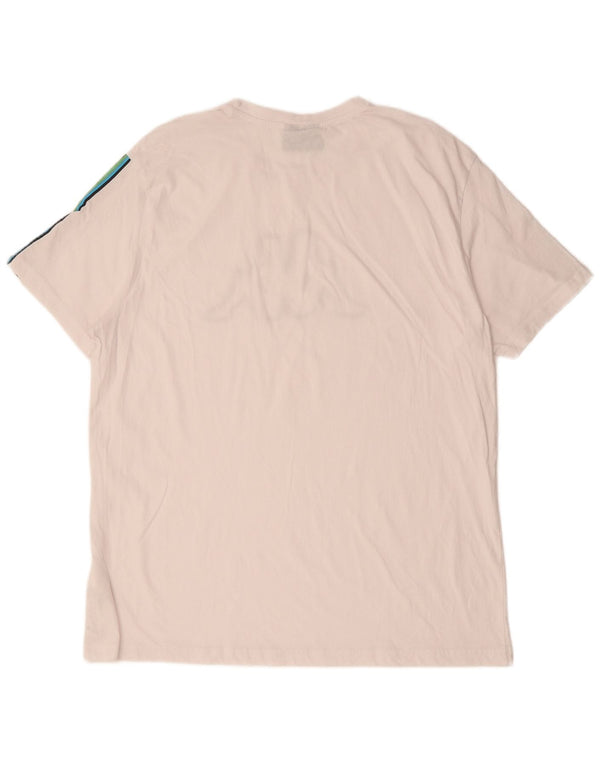 KAPPA Camiseta gráfica para hombre Top 2XL Blanco Colorblock Algodón