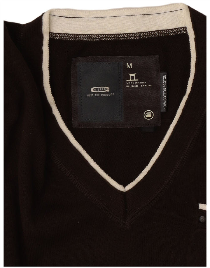 G-Star Hombre Jersey con Cuello en V Jersey de Algodón Marrón Medio
