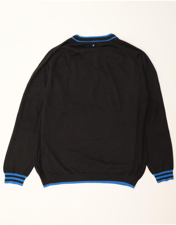 Adidas - Jersey con cuello en V para hombre, talla XL, algodón a rayas, color negro