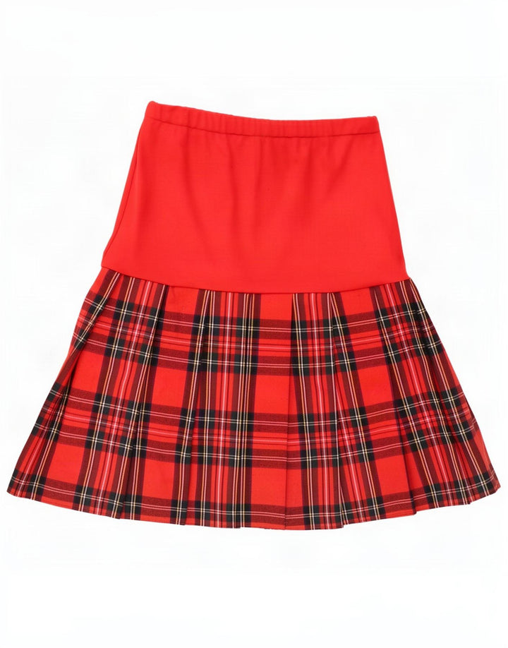 Falda plisada vintage para mujer grande W32 cuadros rojos