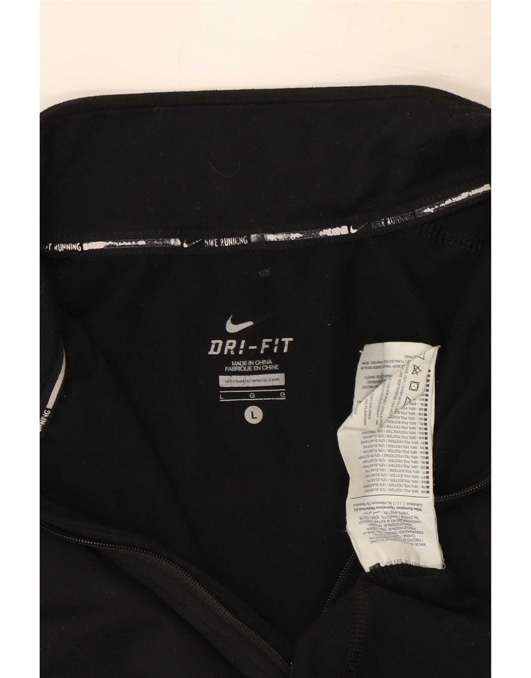 Nike Dri Fit Top con cuello y cremallera para hombre, manga larga, poliéster negro grande
