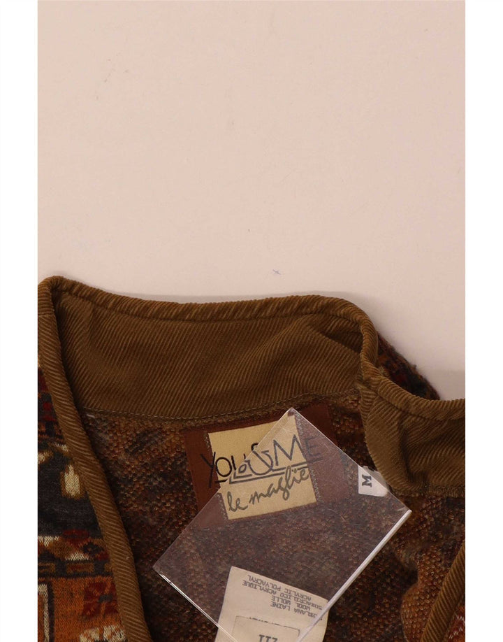 Vintage Hombres Gilet Reino Unido 38 Marrón Medio Fair Isle Lana