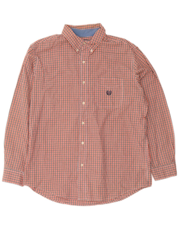 Chaps Camisa de fácil cuidado para hombre de algodón a cuadros rojo grande