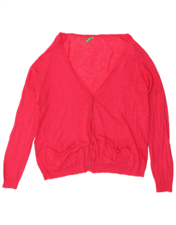 BENETTON Suéter tipo cárdigan extragrande para mujer UK 10 Small Pink