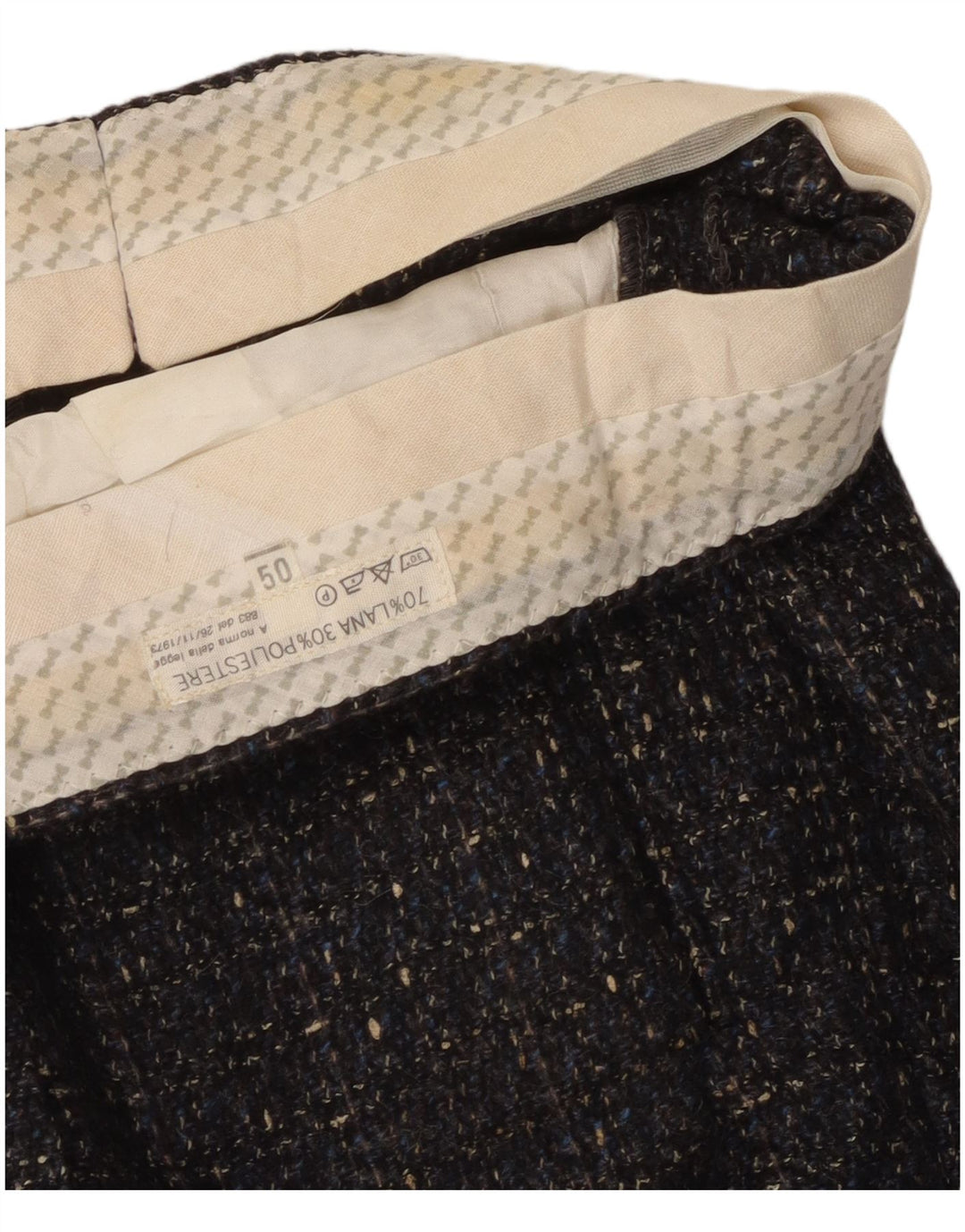 Vintage hombres pegged traje pantalones IT 50 grande W32 L31 lana moteada gris