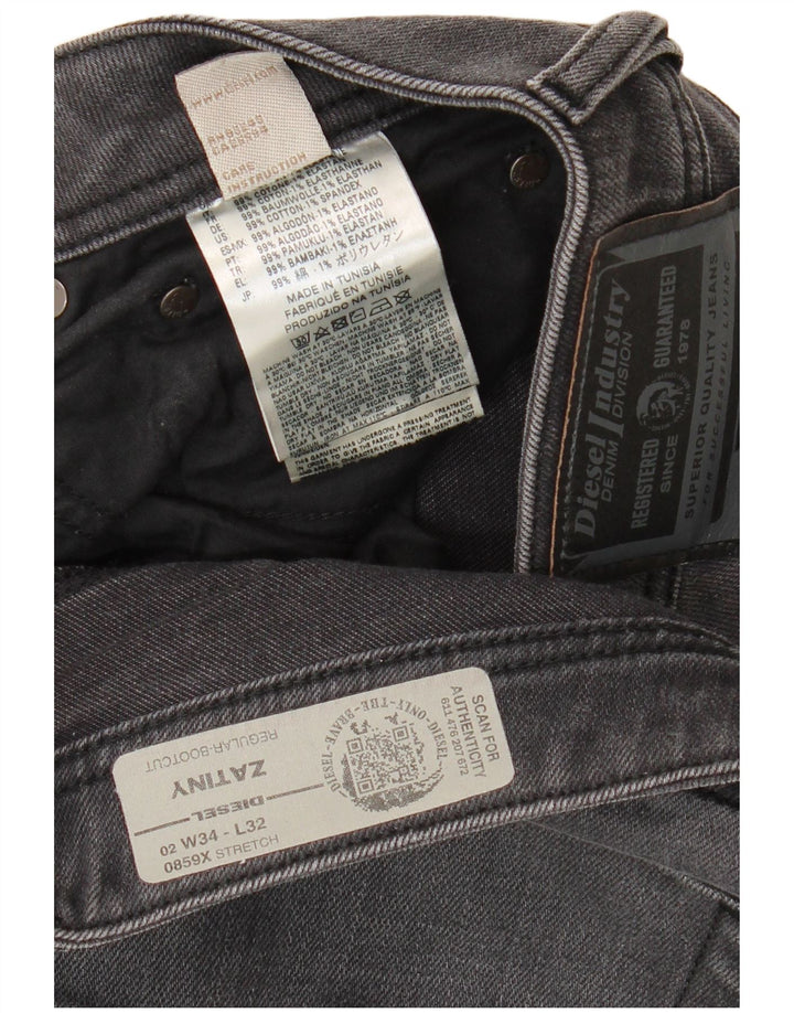 Diesel Hombre Zatiny Regular Bootcut Jeans W34 L32 Algodón Gris