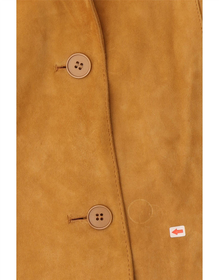 Monpel Chaqueta Blazer de Ante con 2 Botones para Mujer IT 48 XL Cuero Beige