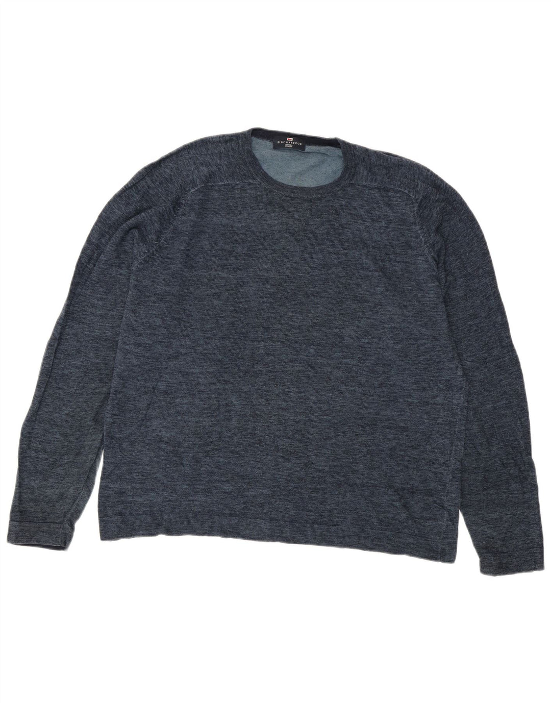 Marks & Spencer Jersey de cuello redondo azul Harbor para hombre, talla grande, azul marino