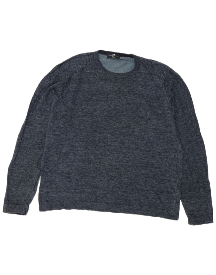 Marks & Spencer Jersey de cuello redondo azul Harbor para hombre, talla grande, azul marino