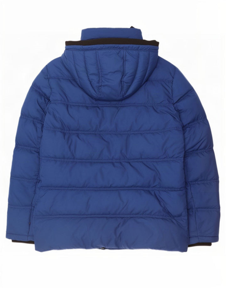 Tommy Hilfiger Chaqueta acolchada con capucha para hombre Reino Unido 40 Poliéster azul grande