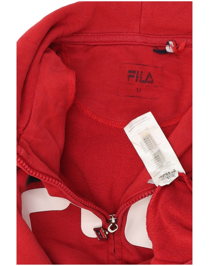 Fila Sudadera con capucha y cremallera gráfica para hombre Algodón rojo mediano