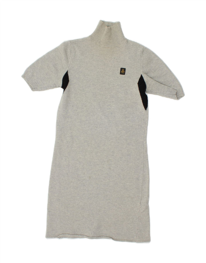 REFRIGIWEAR Womens Jumper Dress UK 12 Medium Grey Colourblock Wool Vintage Refrigiwear and Second-Hand Refrigiwear from Messina Hembry 