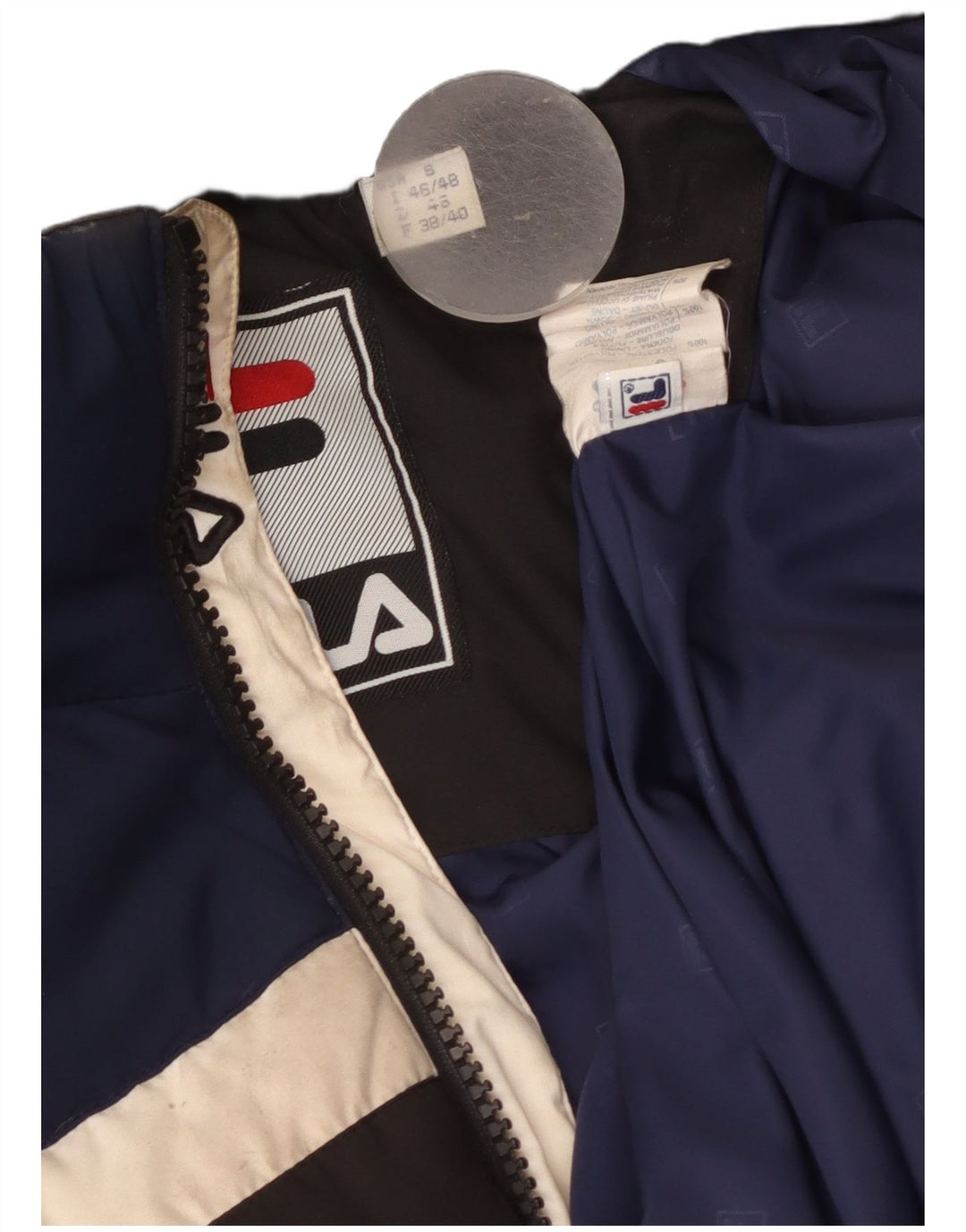 Fila Chaqueta acolchada para hombre UK 36 Small Negro Colorblock Poliéster