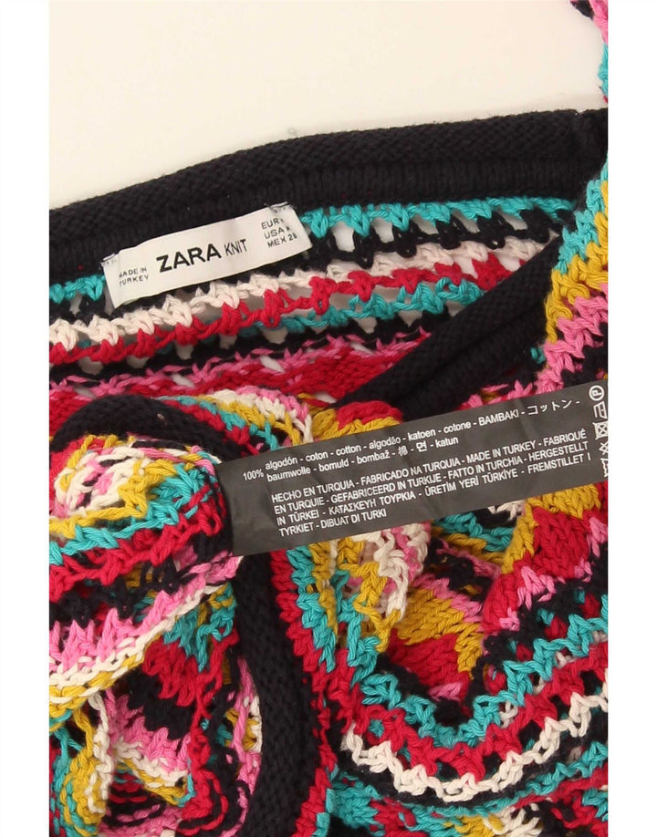 Zara - Jersey con cuello barco para mujer, talla 40, talla mediana, multicolor, a rayas