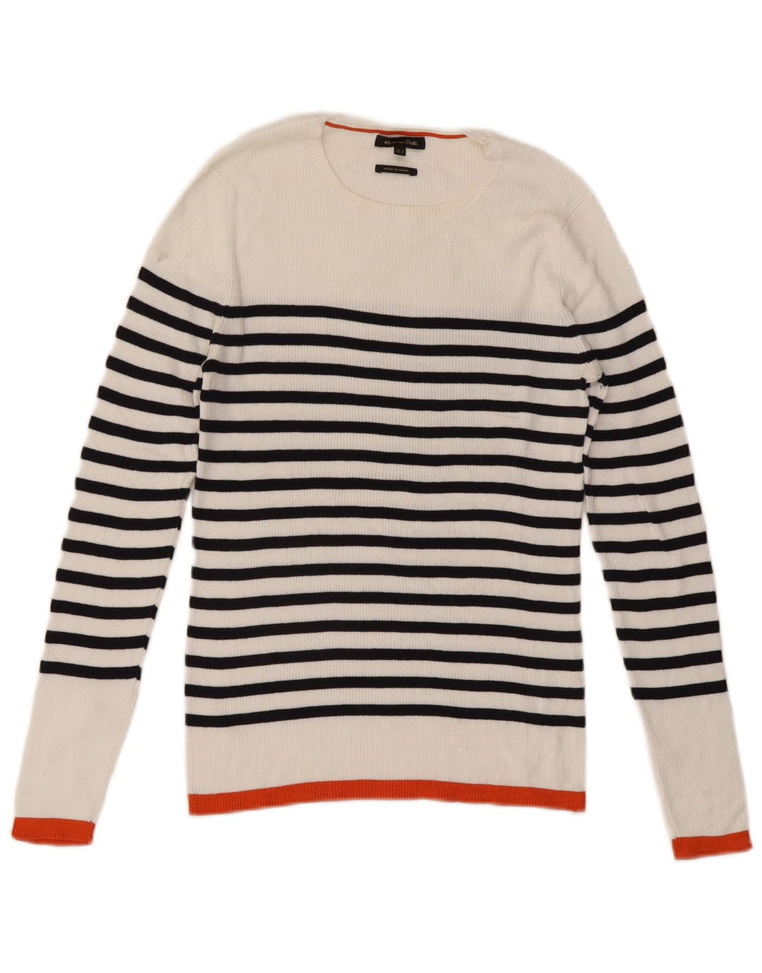 Massimo Dutti Jersey con Cuello Barco para Mujer UK 40 Mediano Rayas Blancas