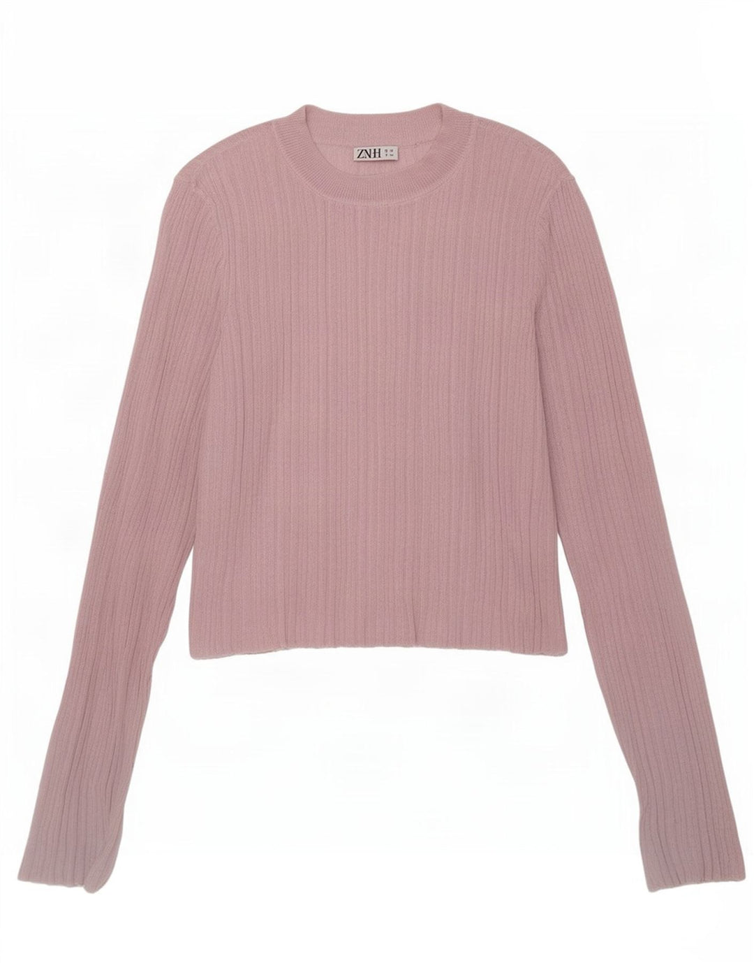 Zara Mujer Crop Top Manga Larga UK 42 Viscosa Rosa Mediana