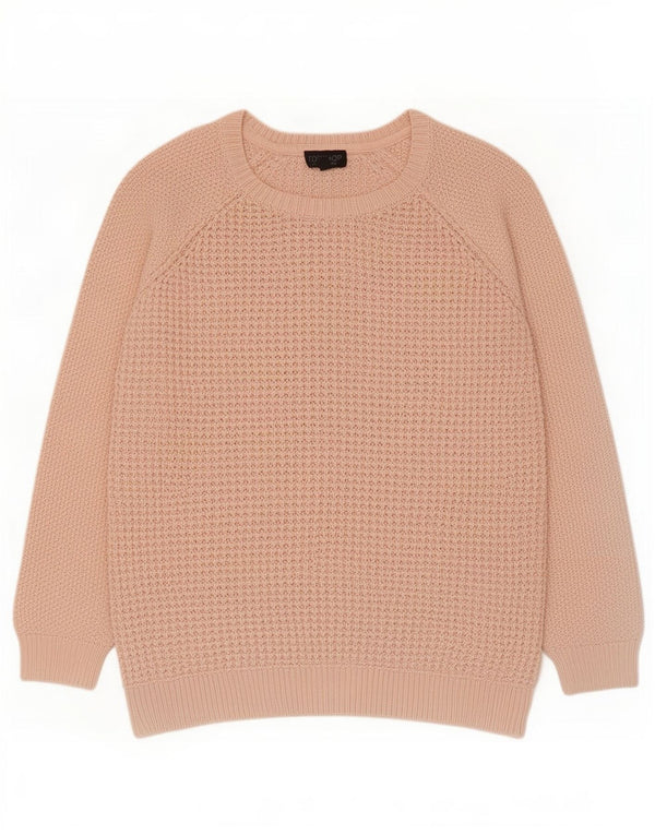 Topshop Womens Boat Neck Jumper Sweater UK 12 Medium Pink Cotton