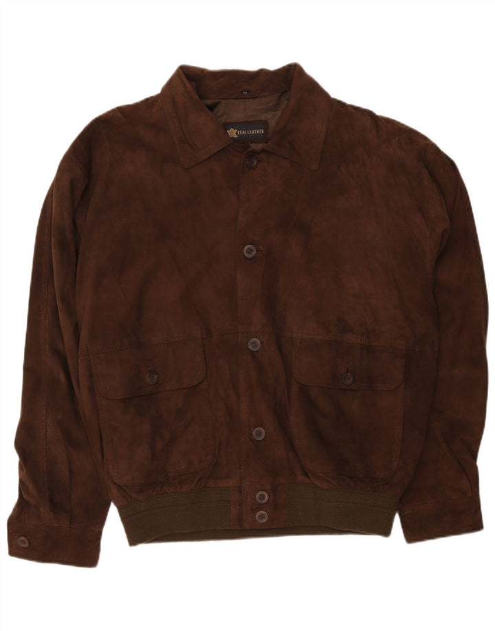Vintage hombres ante bomber chaqueta IT 56 2XL cuero marrón