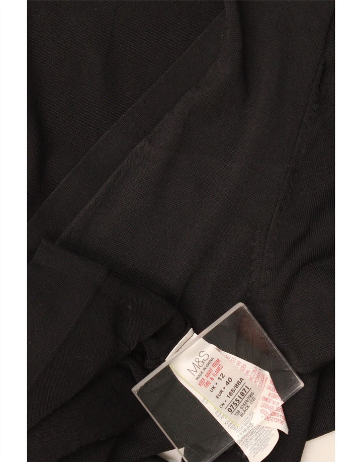 Marks & Spencer Suéter tipo cárdigan con cremallera completa para mujer UK 42 Viscosa negra mediana
