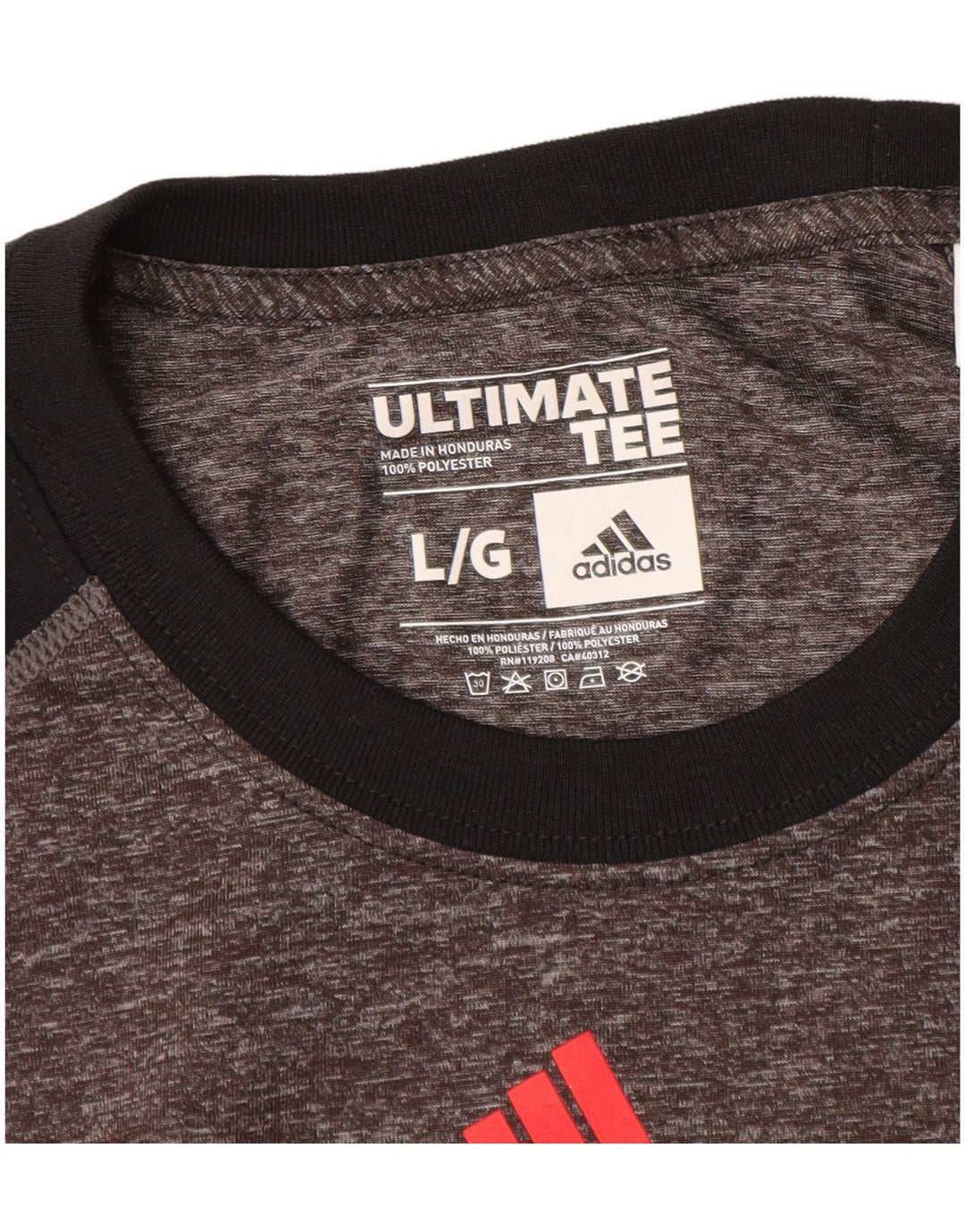 Adidas Hombre Camiseta Gráfica Top Grande Gris Colorblock