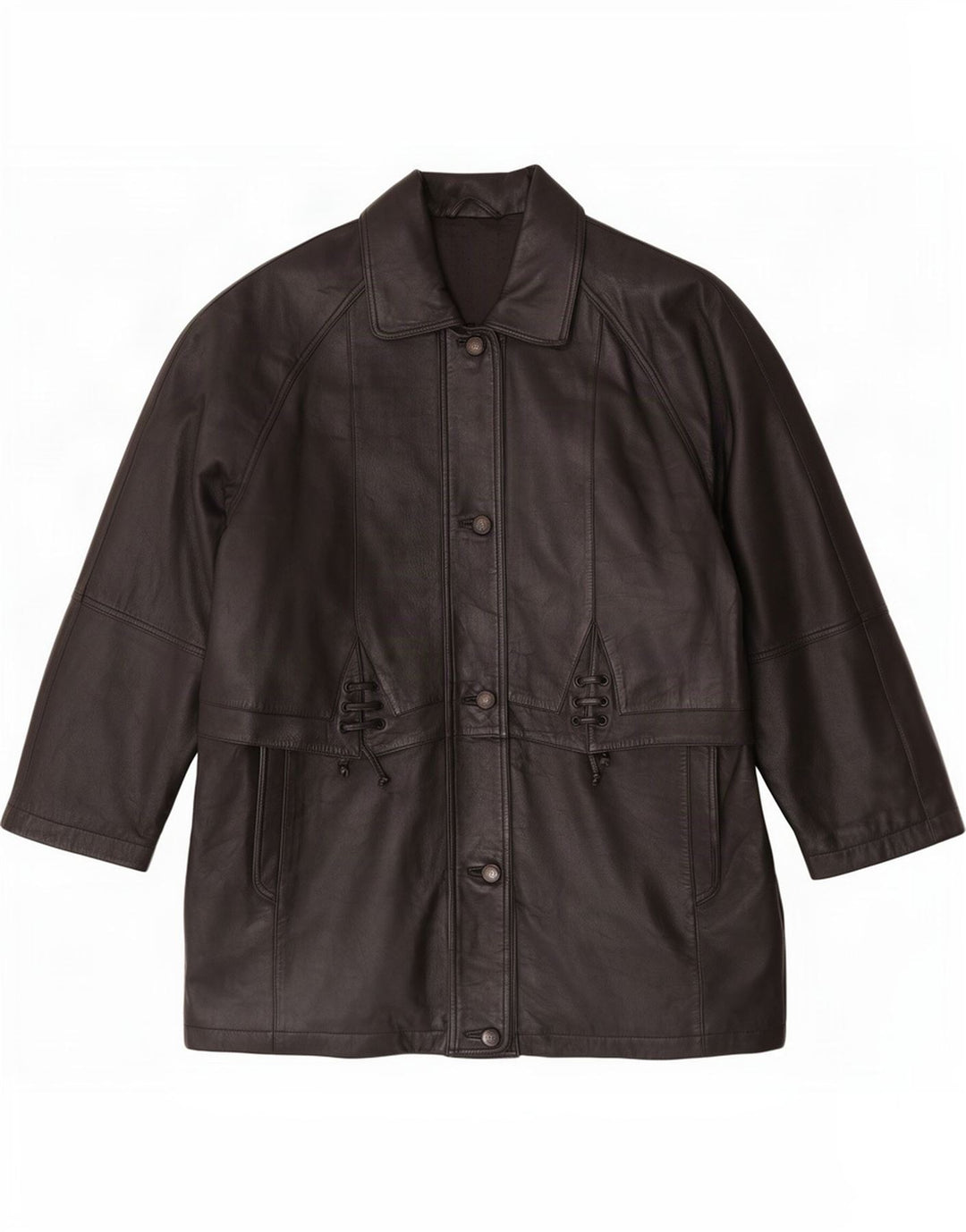 C&A Abrigo de cuero para mujer UK 46 Grande Negro