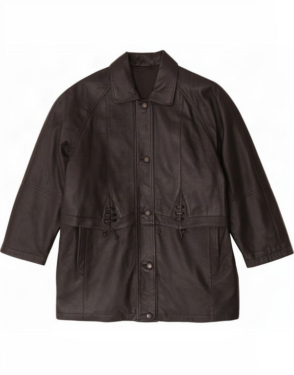 C&A Abrigo de cuero para mujer UK 46 Grande Negro