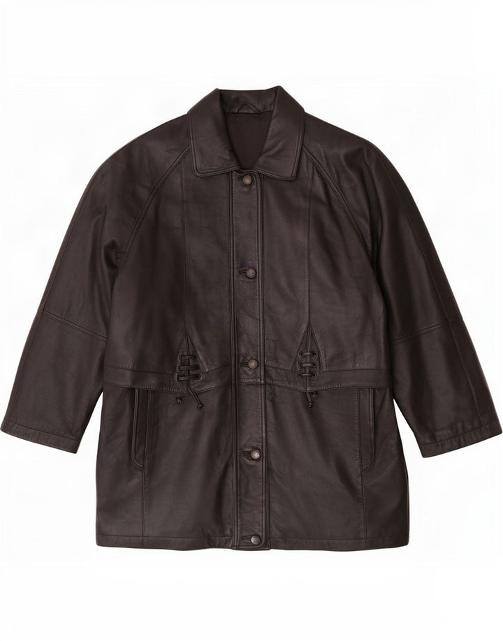 C&A Abrigo de cuero para mujer UK 46 Grande Negro