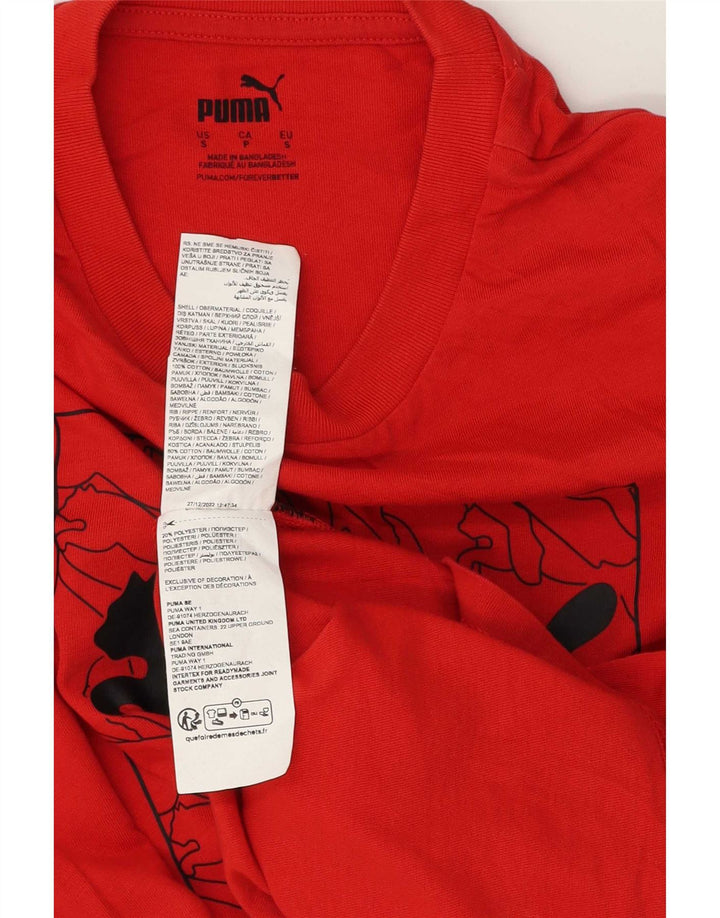 Puma Camiseta gráfica para hombre Top Small Red Cotton