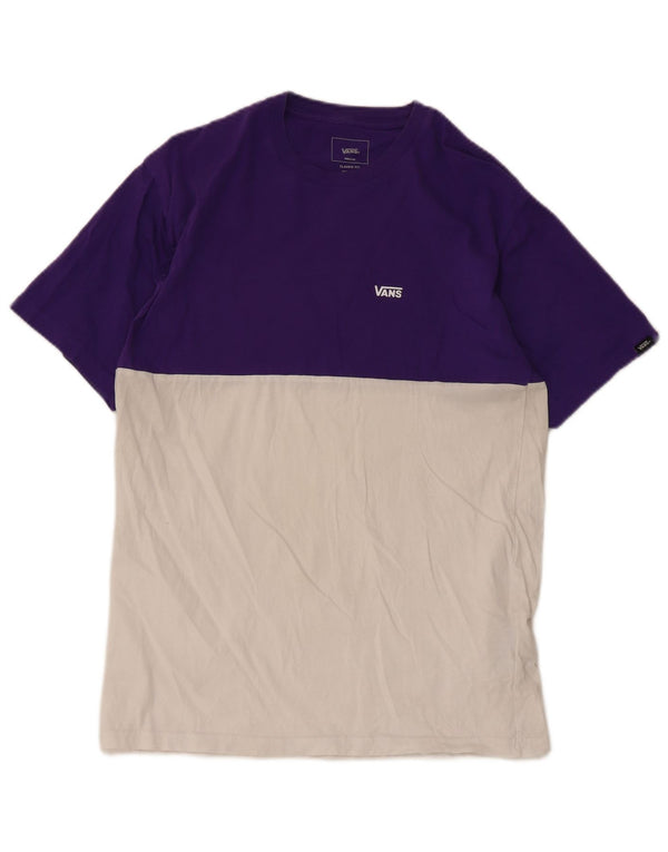 Vans Hombre Classic Fit Camiseta Top Medium Morado Colorblock Algodón