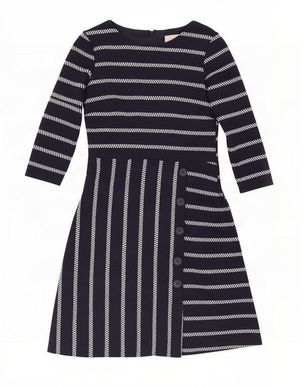 Phase Eight Vestido acampanado de manga 3/4 para mujer UK 40 Small Azul marino a rayas