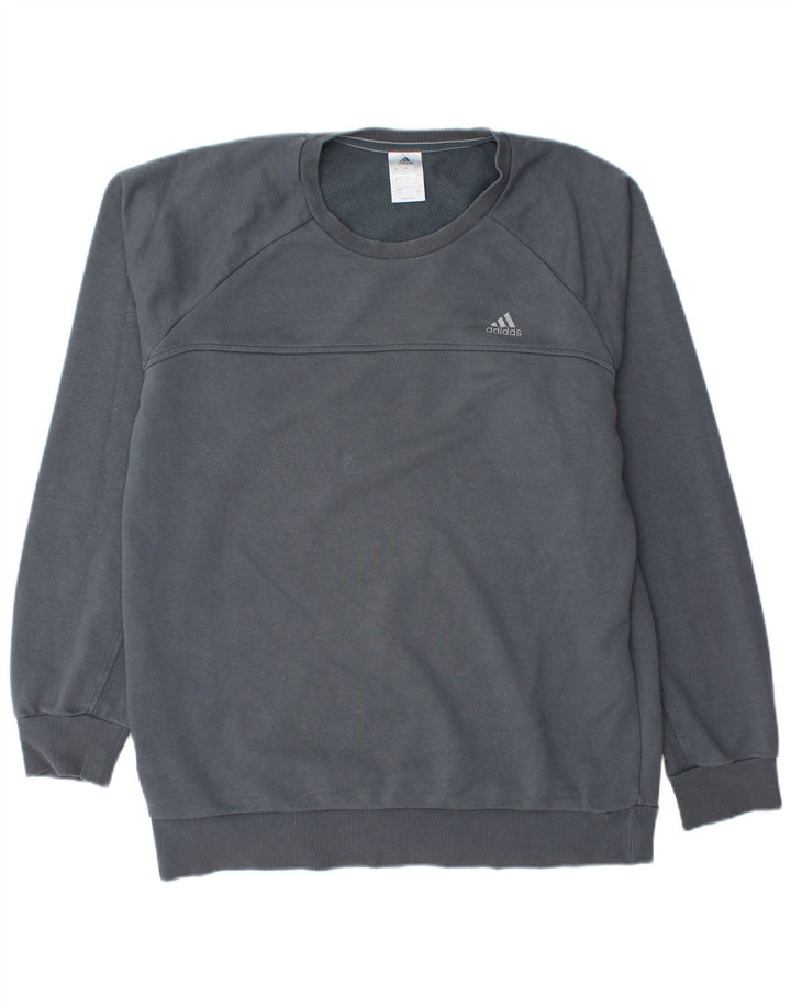 ADIDAS Hombres Climalite Sudadera Jumper Grande Azul Marino Algodón