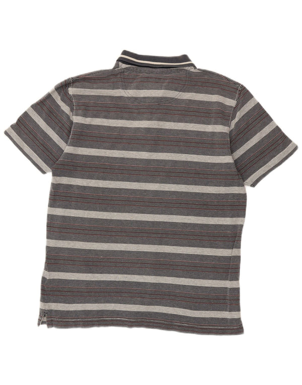 Polo de hombre Fat Face de algodón a rayas en gris medio