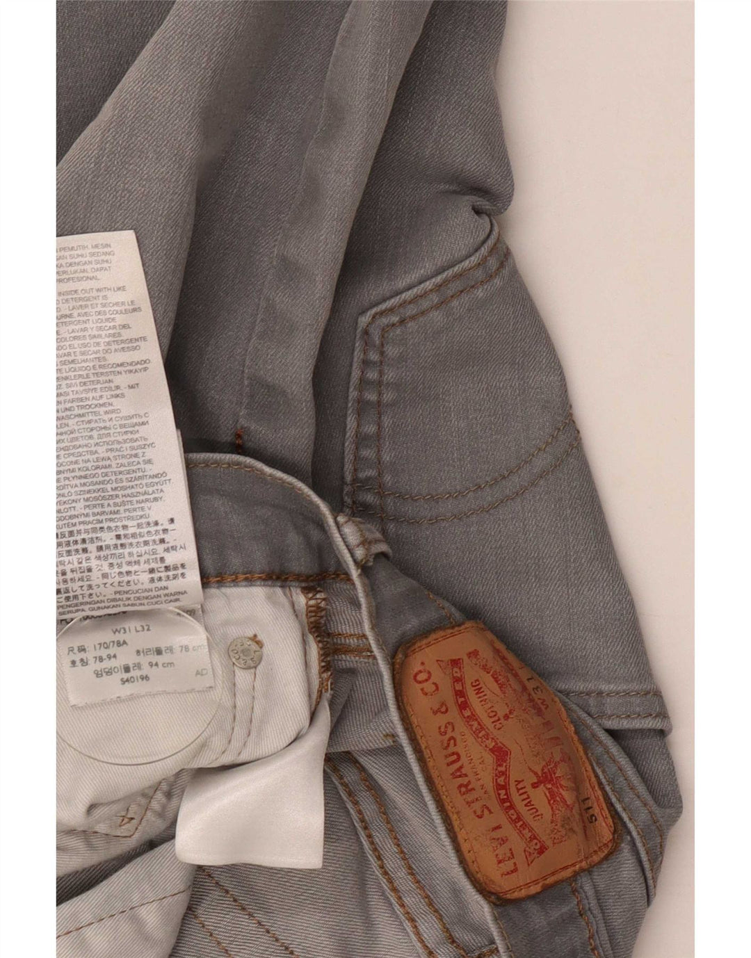 Levi's Hombre 511 Slim Jeans W31 L27 Algodón Gris