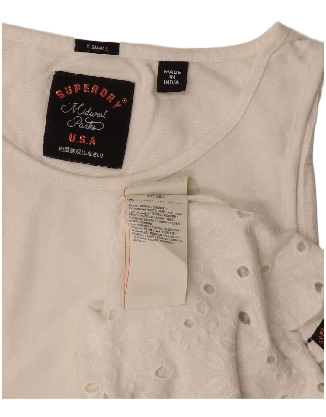 Superdry Camiseta Regular Fit para Mujer UK 6 XS Off White Cotton