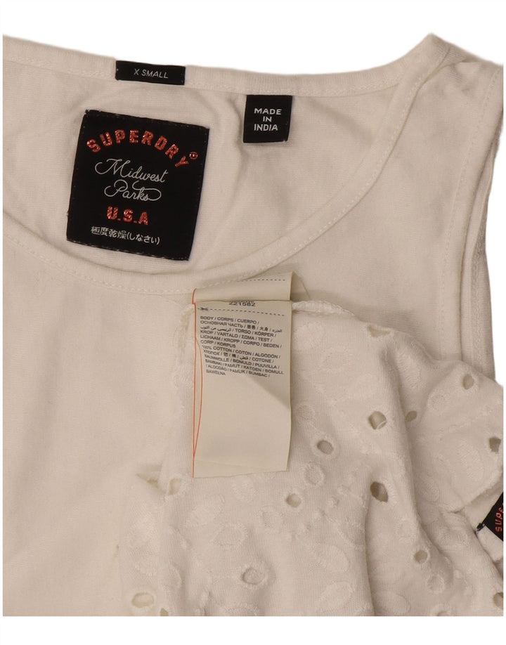 Superdry Camiseta Regular Fit para Mujer UK 6 XS Off White Cotton