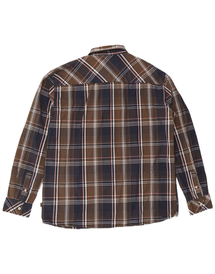 Mustang Camisa Slim Fit para Hombre 2XL Algodón A Cuadros Marrón