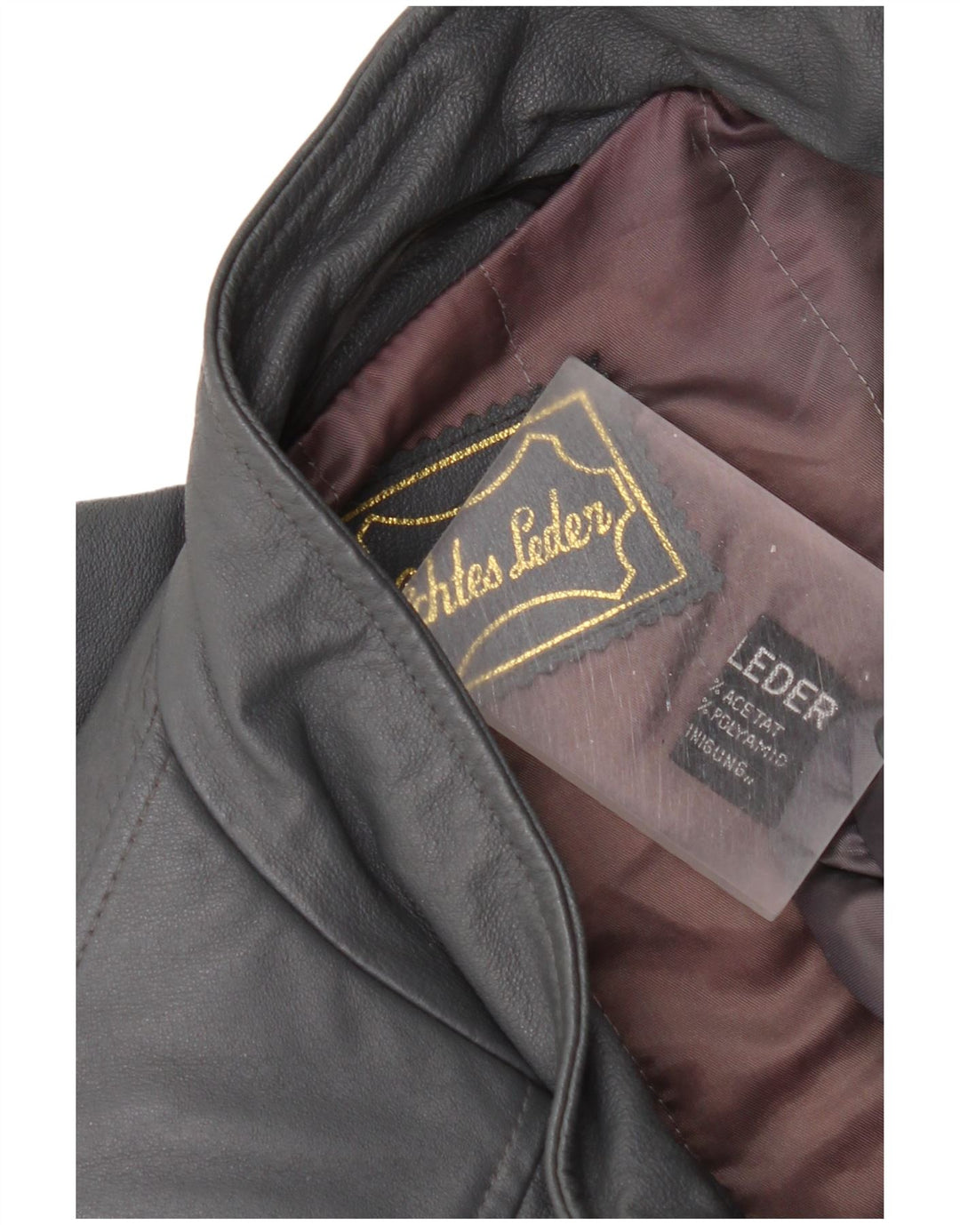 Vintage mujer abrigo de cuero de gran tamaño Reino Unido 18 XL cuero gris