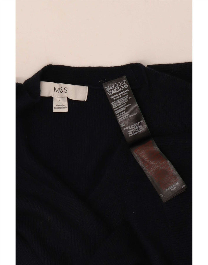 Marks & Spencer Suéter con Cuello en V para Mujer UK 46 Large Viscosa Negra