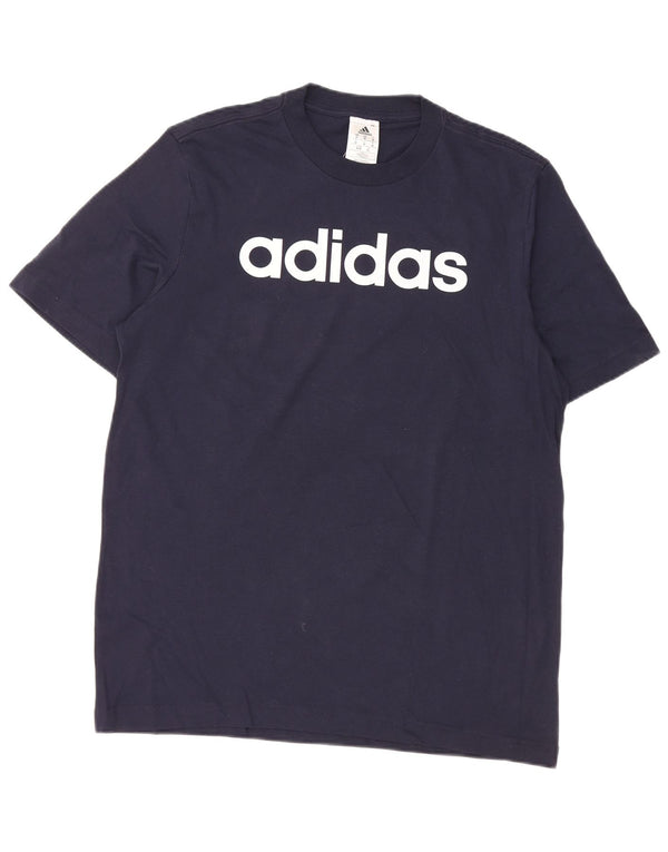 Adidas Hombre Camiseta Gráfica Top Medio Azul Marino Algodón