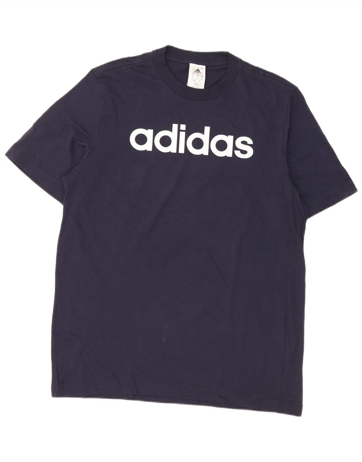 Adidas Hombre Camiseta Gráfica Top Medio Azul Marino Algodón