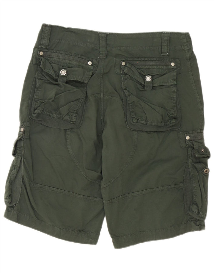 Vintage hombres cargo pantalones cortos W34 algodón verde grande