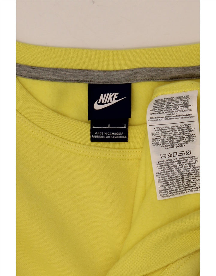 NIKE Hombre Sudadera Jumper Large Amarillo Algodón