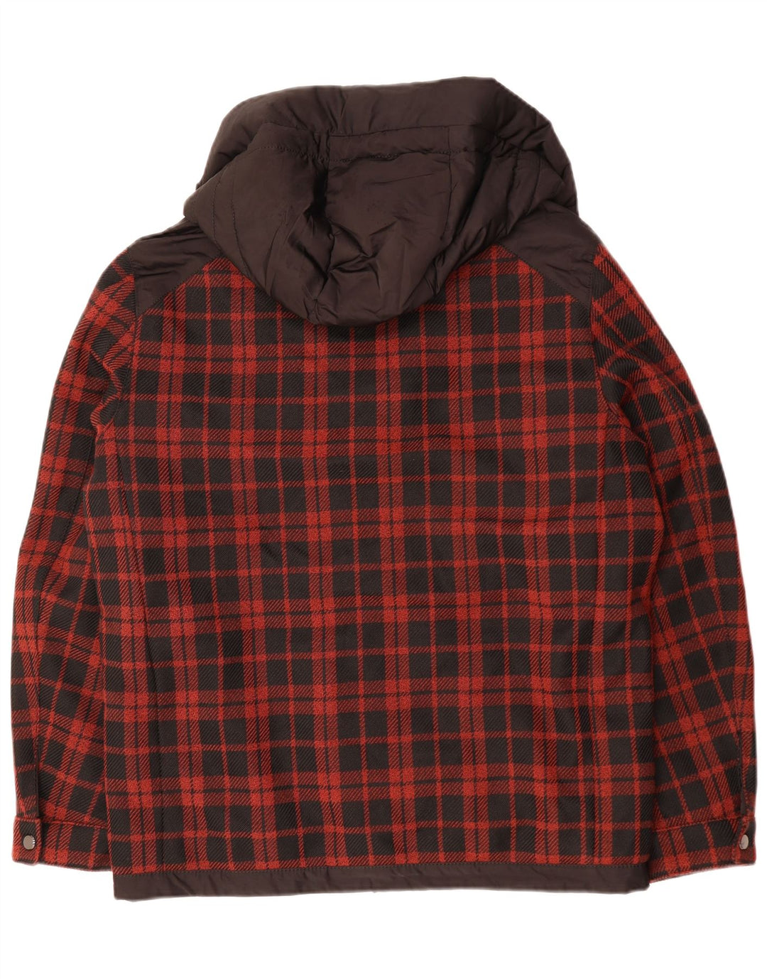 ZARA Chaqueta bomber con capucha para hombre UK 40 Large Red Check Poliéster