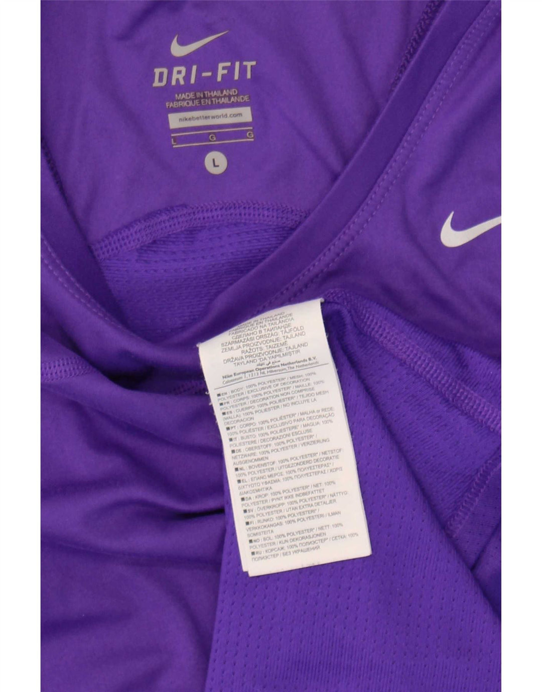 Nike - Camiseta sin mangas Dri Fit para mujer, talla 40, poliéster morado grande