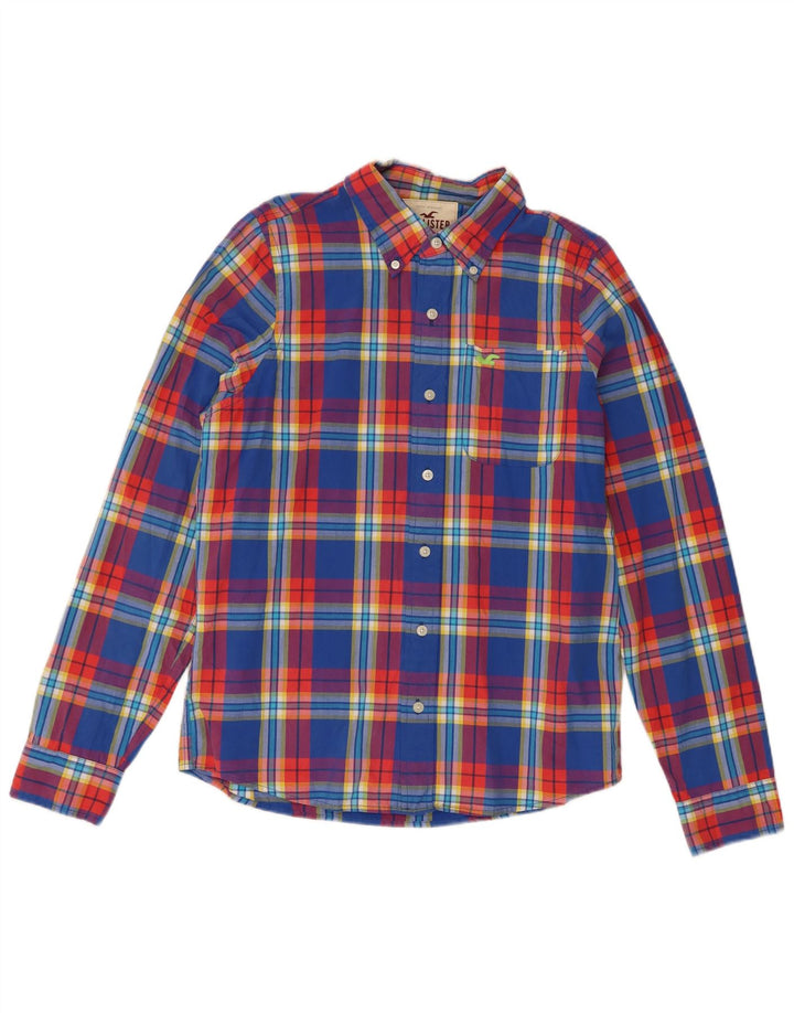 Camisa Hollister Hombre XL Algodón A Cuadros Azul