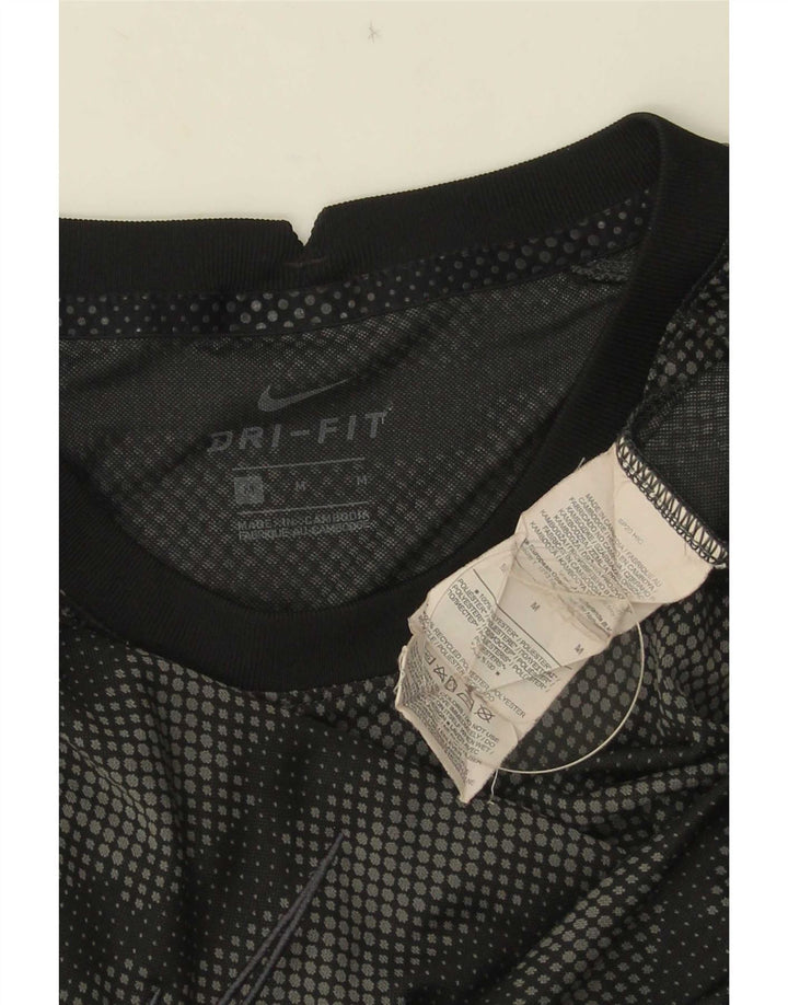 Camiseta Nike Dri Fit para hombre Top poliéster geométrico negro mediano